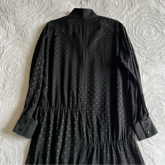 Tibi - Dot Jacquard Dolman Tie Neck Paneled Dress - Black - Picture 10 of 14